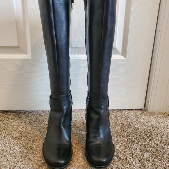 Naturalizer Black Leather Wide Calf Kelsey Riding Boots size 7.5 - Picture 4 of 6